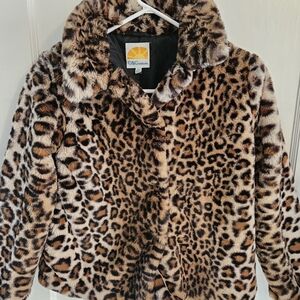 NWOT C&C California Animal Print Faux Fur Jacket